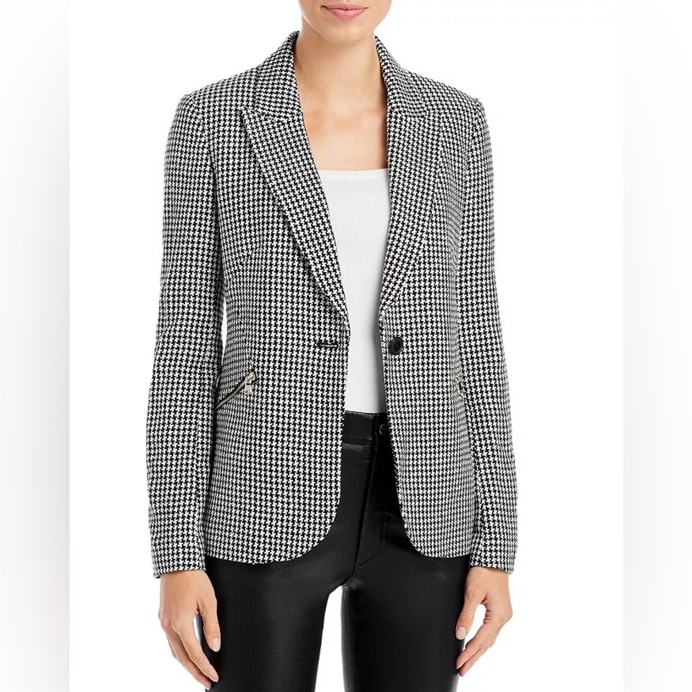 NEW! T TAHARI Houndstooth Blazer Jacket w/ Zippers